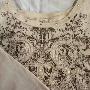 Reba Beige and Dark Brown Patterned Top